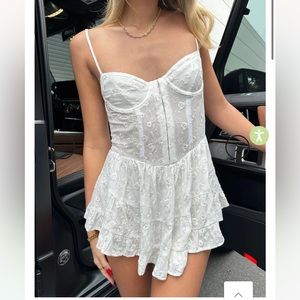 sky to moon mini white Saturday sun corset romper/dress